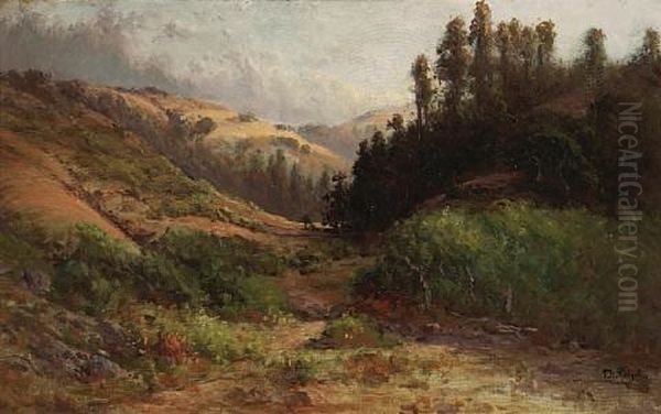 Rolling Hills, Thought To Be Marin County Oil Painting by Thomas Henry Rabjohn