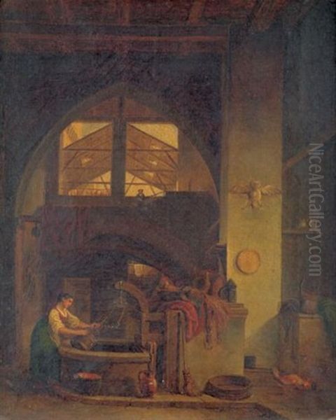 Die Magd Am Brunnen Oil Painting by Pietro Racchetti