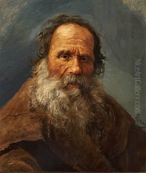 A Russian Peasant Oil Painting by Nikolai Y. Rachkov