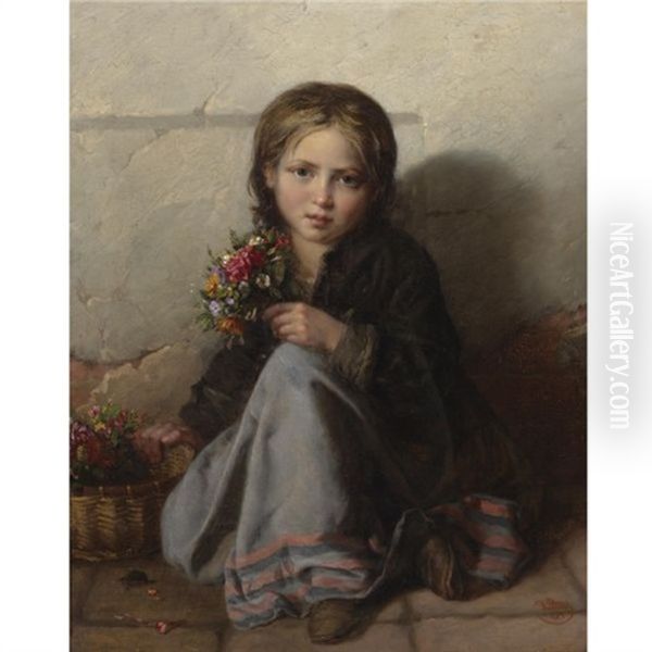 Portrait Of A Girl Oil Painting by Nikolai Y. Rachkov