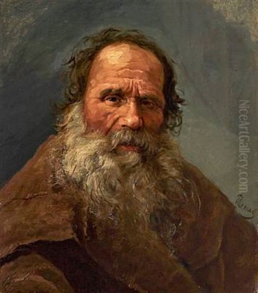 Portrait Of An Elderly Russian Gentleman Oil Painting by Nikolai Y. Rachkov