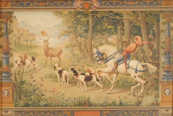 La Chasse A Courre Medeviale Oil Painting by Henry Rachou