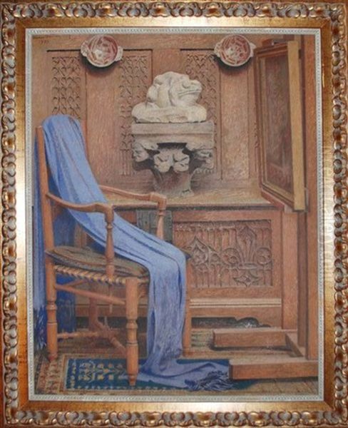 Interieur De Cabinet A La Draperie Oil Painting by Henry Rachou