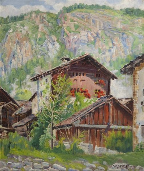 Les Hauderes Dans Le Val D'herens Oil Painting by Edouard Walter Racine