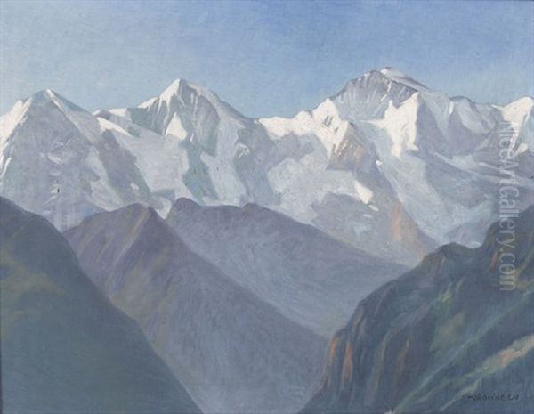 Lauterbrunnental Mit Eiger, Monch Und Jungfrau Oil Painting by Edouard Walter Racine