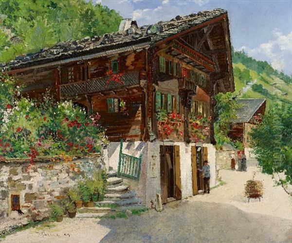 L'ancienne Poste, Champery Oil Painting by Edouard Walter Racine