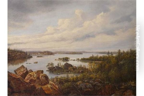 Blick Uber Die Bucht Von Vyborg, Russland Oil Painting by Niels Groenbek Rademacher