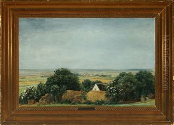 Landscape With View Over Fields And Town Oil Painting by Niels Groenbek Rademacher