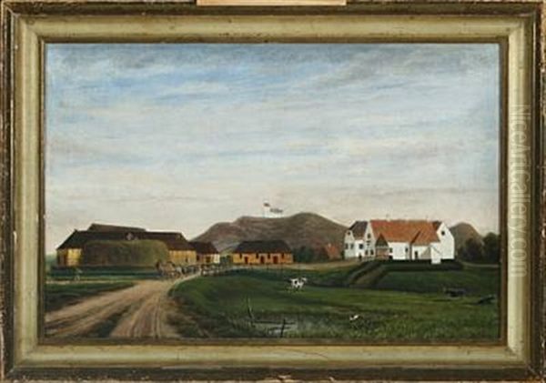 The Hammelsgaard Estate In Vendsyssel Oil Painting by Niels Groenbek Rademacher