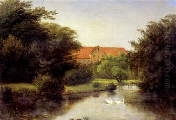 Bygholm Ved Horsens Oil Painting by Niels Groenbek Rademacher