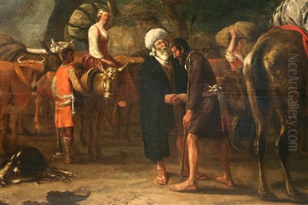 Biblical Scene Of Departure In The Desert Oil Painting by Abraham Rademaker