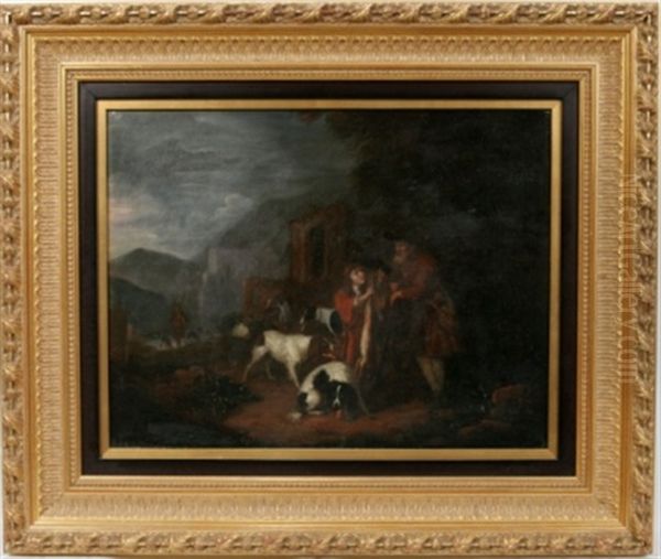 Farmyard Scene Oil Painting by Abraham Rademaker