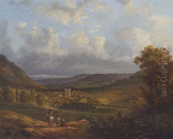 Flusslandschaft Mit Reiter Und Figurenstaffage Oil Painting by Hermanus Everhardus Rademaker