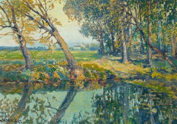 Herbstlich Teichlandschaft Oil Painting by Vaclav Radimsky