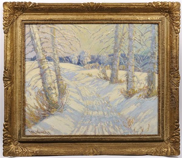 Field Path In The Winter Oil Painting by Vaclav Radimsky