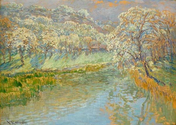 A Spring Landscape Oil Painting by Vaclav Radimsky