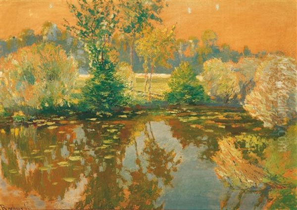 Branch Of River In Morning Vapour Oil Painting by Vaclav Radimsky