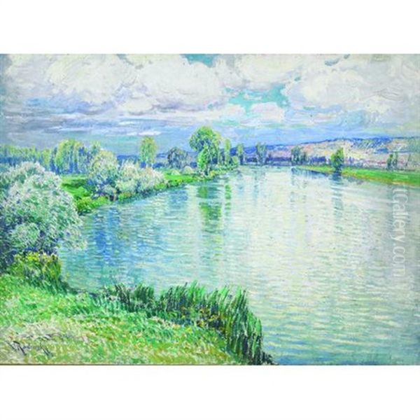 A River Landscape In Summer Oil Painting by Wenzel Radimsky