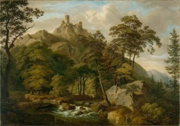 Im Taunus Mit Blick Auf Eine Burgruine Oil Painting by Anton Radl