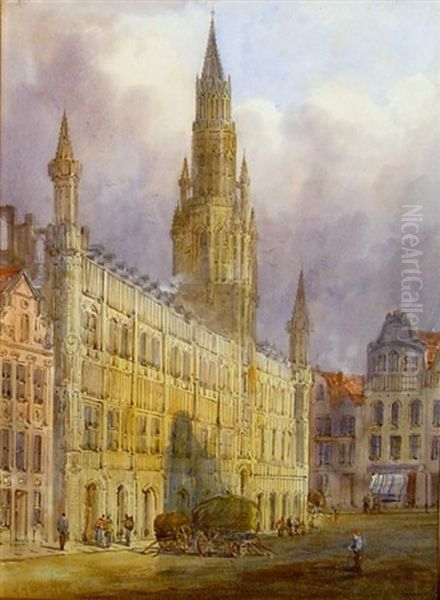 Groser Blumenstraus In Einer Bauchigen Glasvase Oil Painting by Friedrich Edler Von Radler