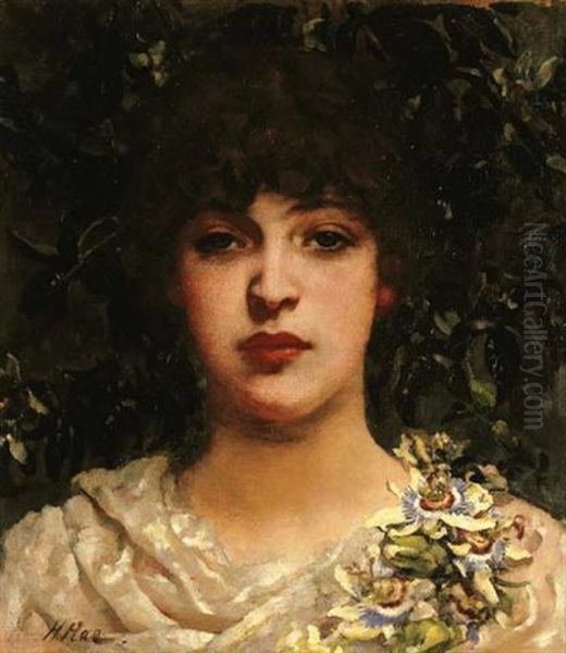 The Garland Oil Painting by Henrietta (Mrs. Ernest Normand) Rae