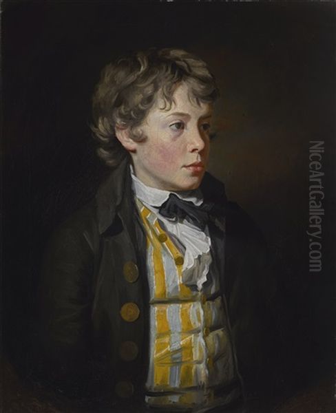 Portrait Of A Boy In A Striped Waistcoat Oil Painting by Sir Henry Raeburn