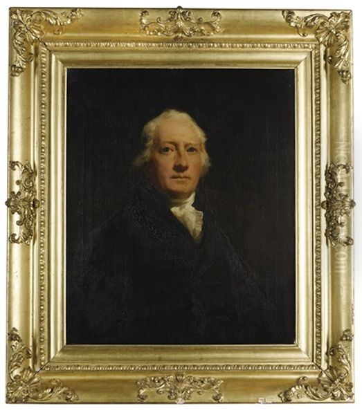 Portrait Of Sir John Belsches Wishart, Later Stuart, 3rd Bt. (1752-1821), Half-length, Wearing A Black Coat With A White Stock Oil Painting by Sir Henry Raeburn