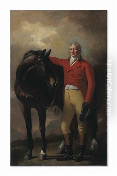 Portrait Of David Macdowall-grant (1761-1841), Full-length, Standing, With His Horse Oil Painting by Sir Henry Raeburn