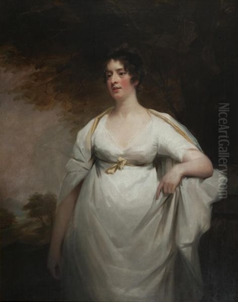 Three-quarter Length Portrait Of Mrs Helen Grahame (nee Geddes) Of Whitehill Oil Painting by Sir Henry Raeburn