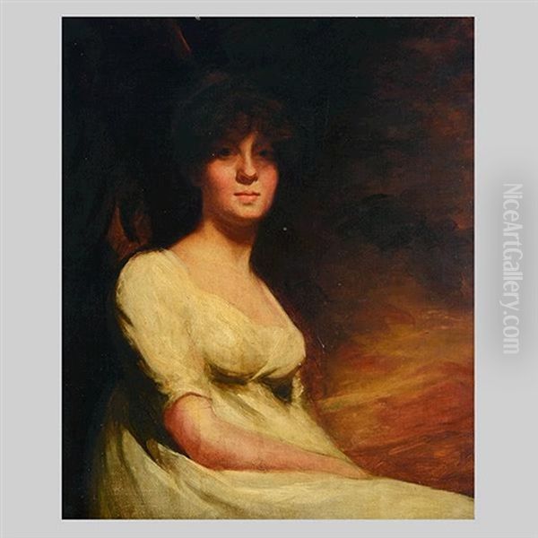 Untitled - Portrait Of A Lady In White Oil Painting by Sir Henry Raeburn