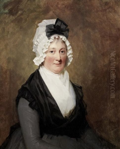 Portrait Of The Mrs Grant Of Kilgraston, Half-length, In A Grey Dress, Black Shawl And White Chemise Oil Painting by Sir Henry Raeburn