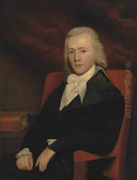 Portrait Of William Erskine, Lord Kinnedder (1756-1822), Three-quarter-length, In A Black Coat And White Cravat, Seated In An Interior By A Table Oil Painting by Sir Henry Raeburn