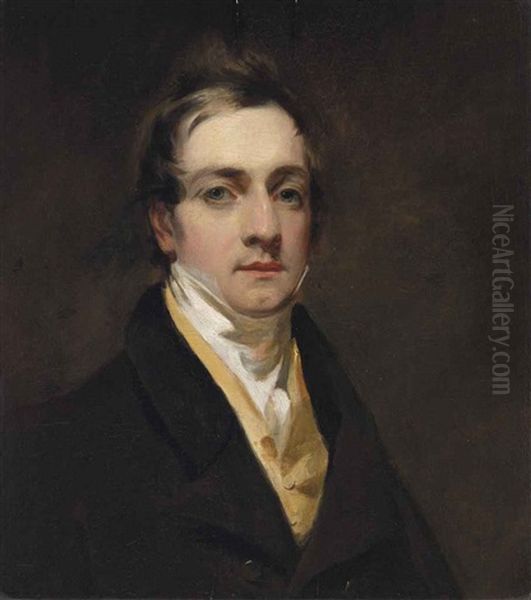 Portrait Of Peter Van Brugh Livingston In A Black Coat, A Yellow Waistcoat And White Stock Oil Painting by Sir Henry Raeburn