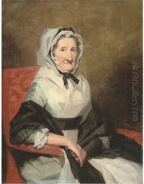 Portrait Of Jean Gray, Half-length, Seated, In A Grey Dress With A Black Shawl And White Bonnet Oil Painting by Sir Henry Raeburn