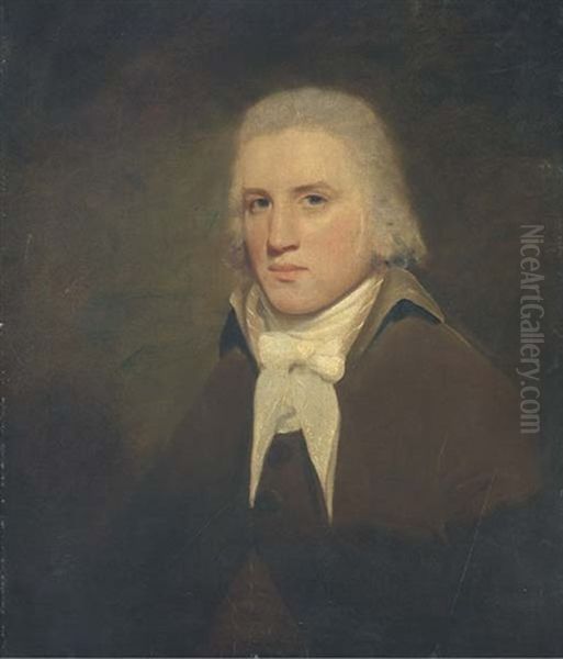 Portrait Of Thomas Wise Of Hillbank, Forfarshire, In A Brown Coat Oil Painting by Sir Henry Raeburn