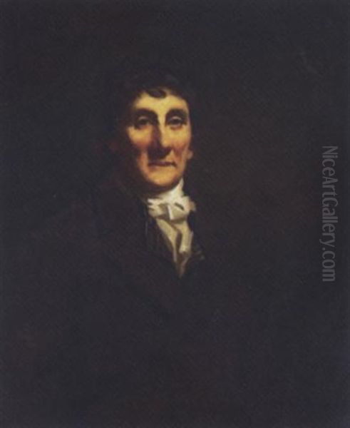 Portrait Of A Gentleman, Formerly Identified As Henry Mackenzie Esq., In A Brown Coat And White Cravatte Oil Painting by Sir Henry Raeburn