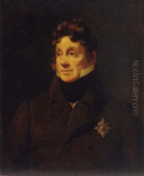 Portrait Of Sir Charles Forbes In A Brown Coat And Black Stock Oil Painting by Sir Henry Raeburn