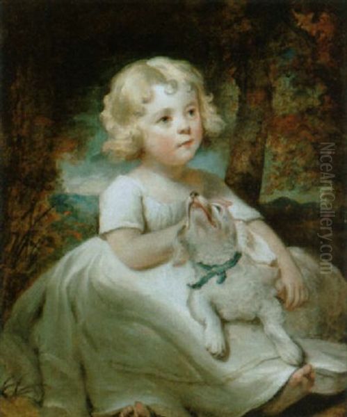 Portrat Eines Kleinen Madchens Mit Hund Oil Painting by Sir Henry Raeburn