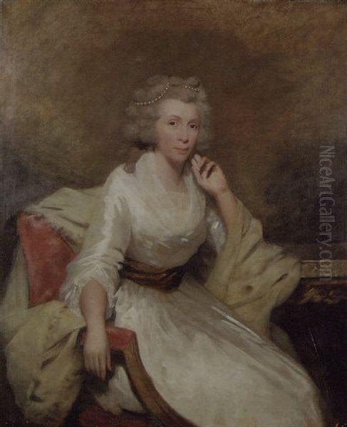 Portrait Of Margaretta Henrietta, Lady Hepburn, In A White Dress And A Green Shawl by Sir Henry Raeburn