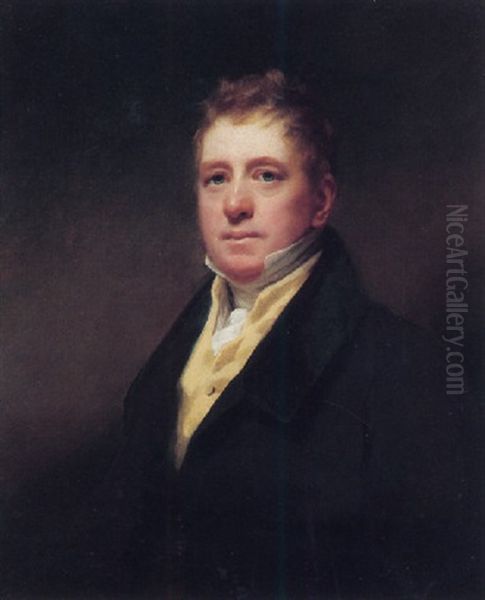 Portrait Of Thomas John Fordyce, Wearing A Black Coat With A Yellow Waistcoat And White Stock Oil Painting by Sir Henry Raeburn