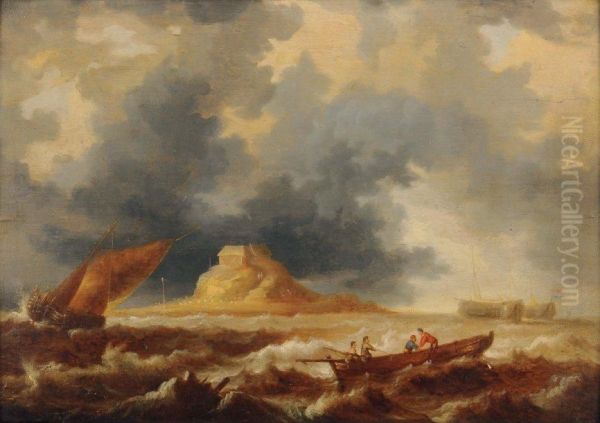 Pecheurs Par Mer Agitee Oil Painting by Peeters Bonaventure