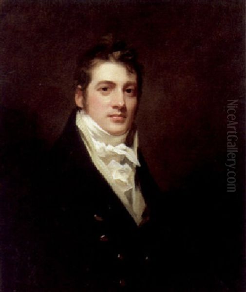 Portrait Of James Cochrane Of Edinburgh In A Black Jacket And White Cravat Oil Painting by Sir Henry Raeburn