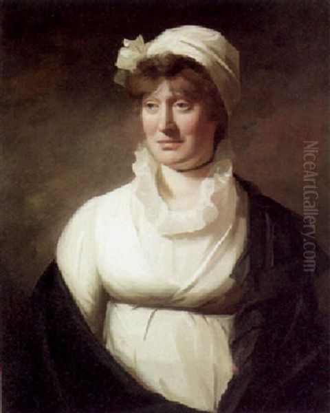 Portrait Of Miss Anne Pringle In A White Dress And Black Cloak Oil Painting by Sir Henry Raeburn