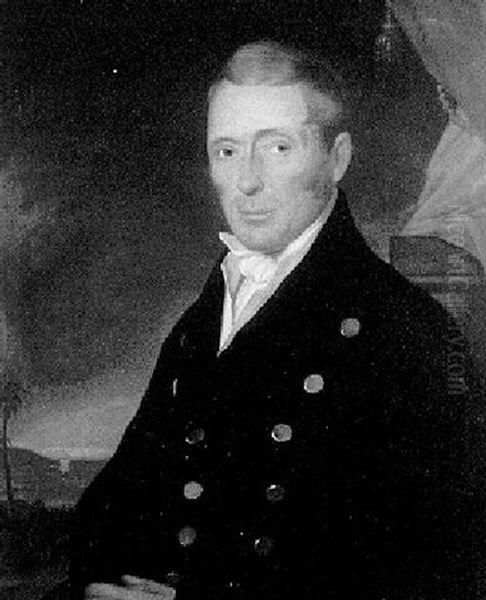 Portrait Of Admiral Monteith Seated Before A View Of A Tropical Port Oil Painting by Sir Henry Raeburn