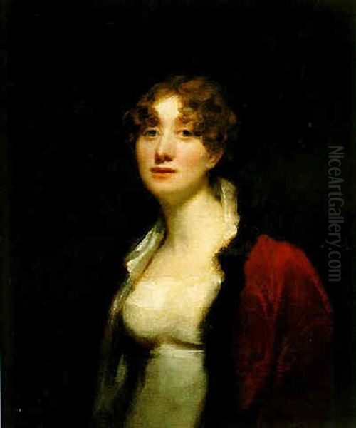 Portrait Of A Lady Wearing A Red Cloak Oil Painting by Sir Henry Raeburn