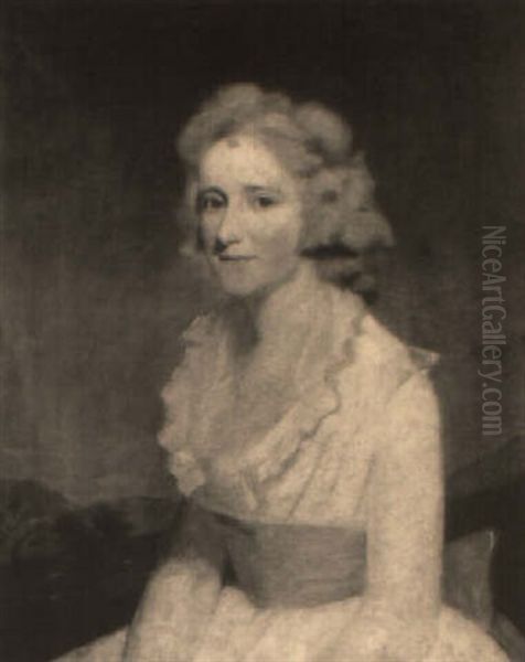 Portrait Of Mrs. David Pearson, Nee Charlotte Cowan In A White Dress Oil Painting by Sir Henry Raeburn