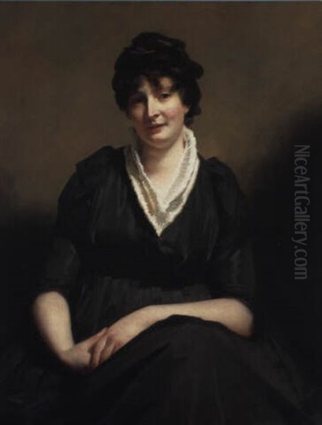 Portrait Of Mrs. Dundas Of Dundas Wearing A Charcoal Colored Dress Oil Painting by Sir Henry Raeburn