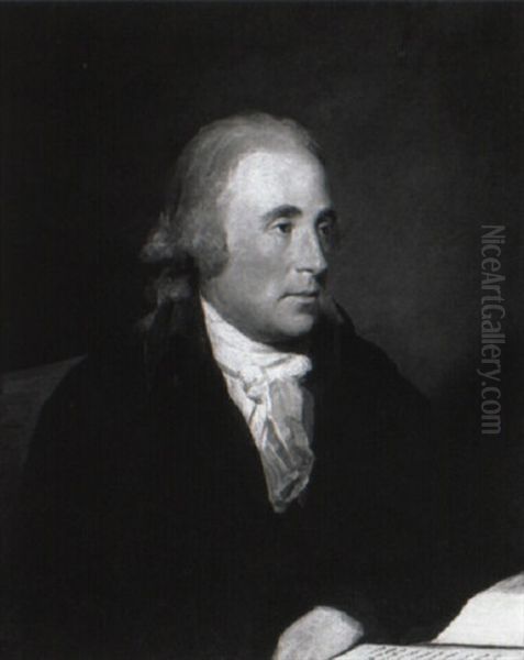 Portrait Of A Gentleman At A Table With Open Books by Sir Henry Raeburn