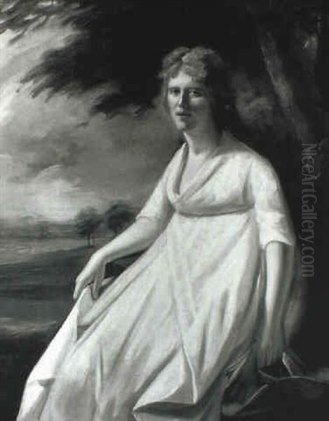 Portrait Of Miss Janet Symington Seated In A Landscape Oil Painting by Sir Henry Raeburn