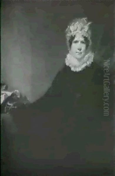 Portrait Of A Lady, Said To Be Mrs. Grieg, Seated Three-    Quarter Length, Wearing A Black Satin Dress Oil Painting by Sir Henry Raeburn